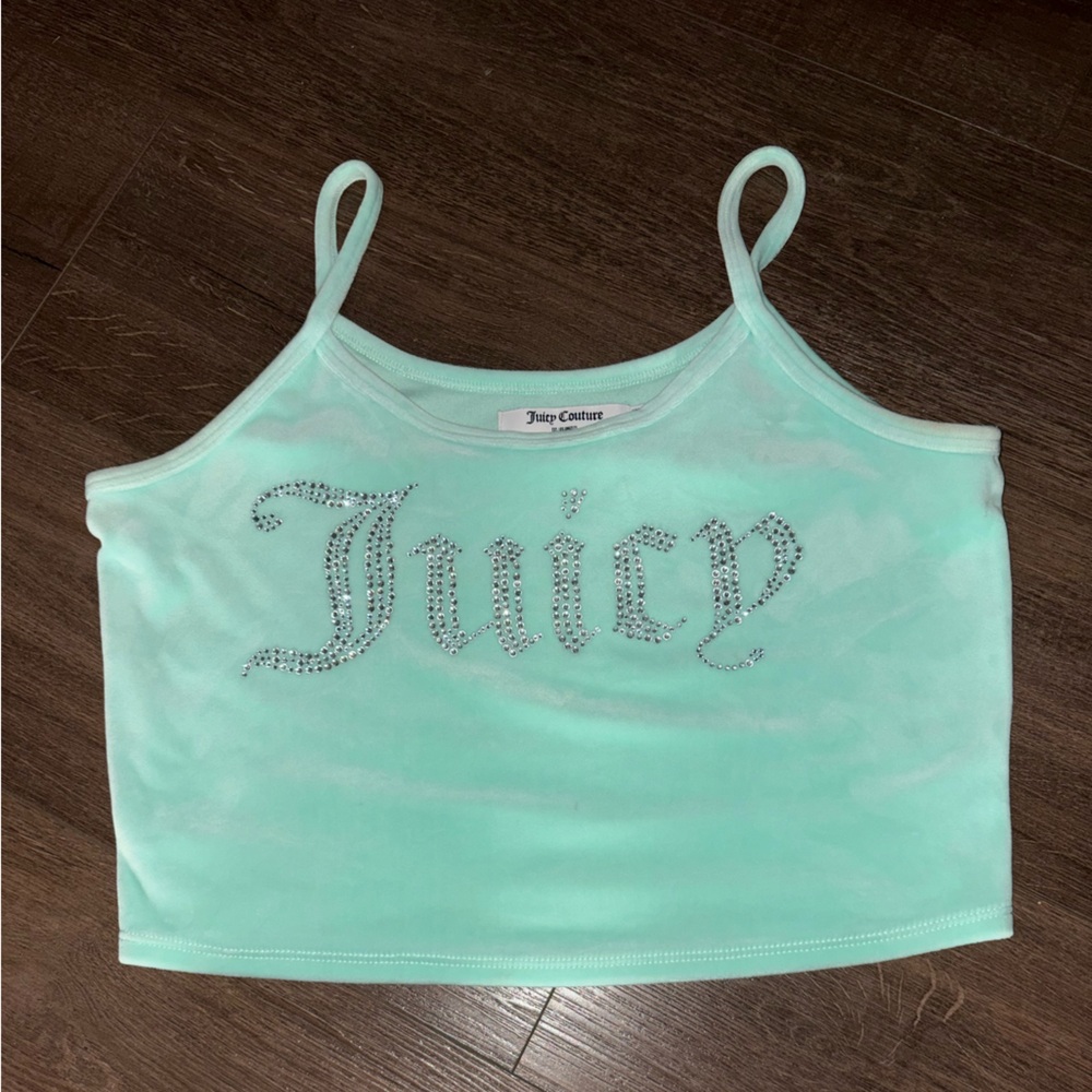 Juicy Couture Mint Rhinestone Logo Crop Camisole